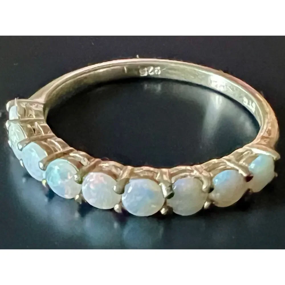 Opal and Sterling Silver 7-Stone Anniversary Band - Picture 4 of 4